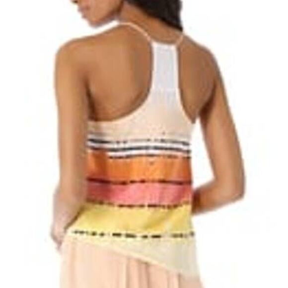 Tibi Top Women's Sz 10 Racerback Silk Striped Pattern Sleeveless Multicolor NWT - Picture 2 of 9